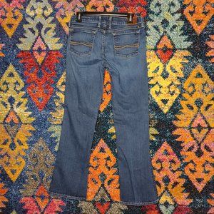 Lucky Brand womens dark distressed Charlie baby boot stretch jeans 29x30 EUC